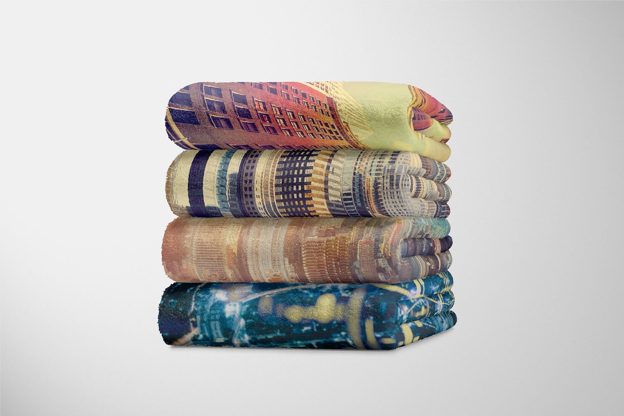 York Art Fotomotiv Handtuch Baumwolle-Polyester-Mix Handtuch New Kuscheldecke Sinus Saunatuch Skyline Handtücher H, mit Strandhandtuch (1-St),
