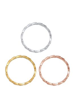 Elli Ring-Set Stapelringe Bandring Tricolor 3er Set 925 Silber, Bi Color_Tri Color