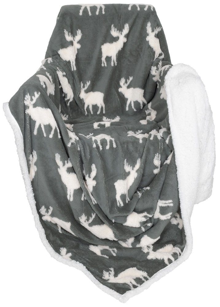 Wohndecke Kuscheldecke Elch Rentier Motiv 200x150cm, günstig online kaufen