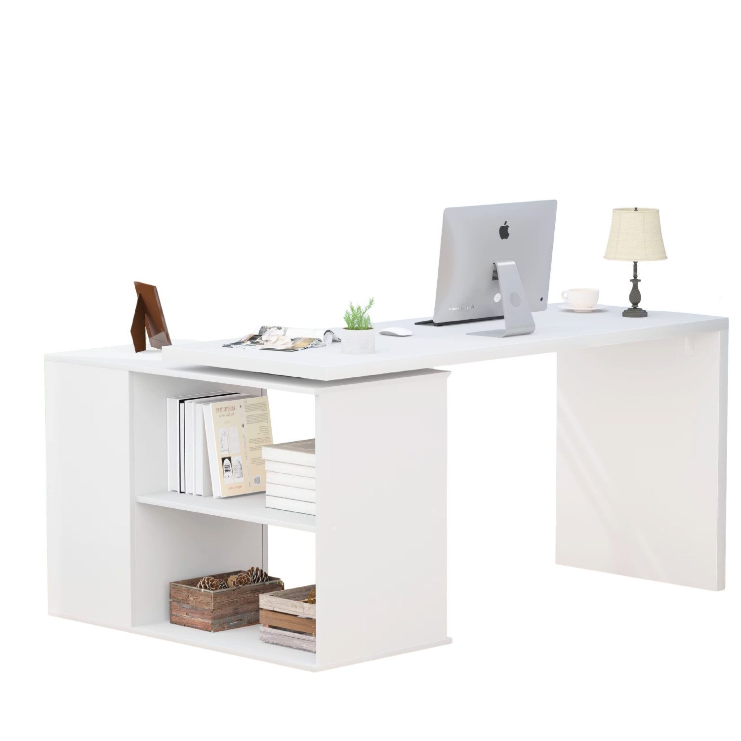 mukuhi Schreibtisch SCHREIBTISCH mit Schubladen flexibel Büro Computertisch 140x 50x76 cm, 6 Aufbauvarianten möglich