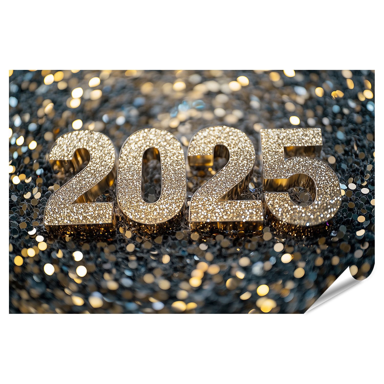 islandburner Poster Glitzernde Zahlen 2025 auf funkelndem Hintergrund