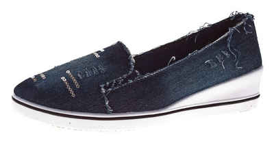 Scandi Ballerina Jeans Leinenschuhe Slipper Halb Schuhe Pumps Jeans-Optik, Destroyed-Look, Pailletten