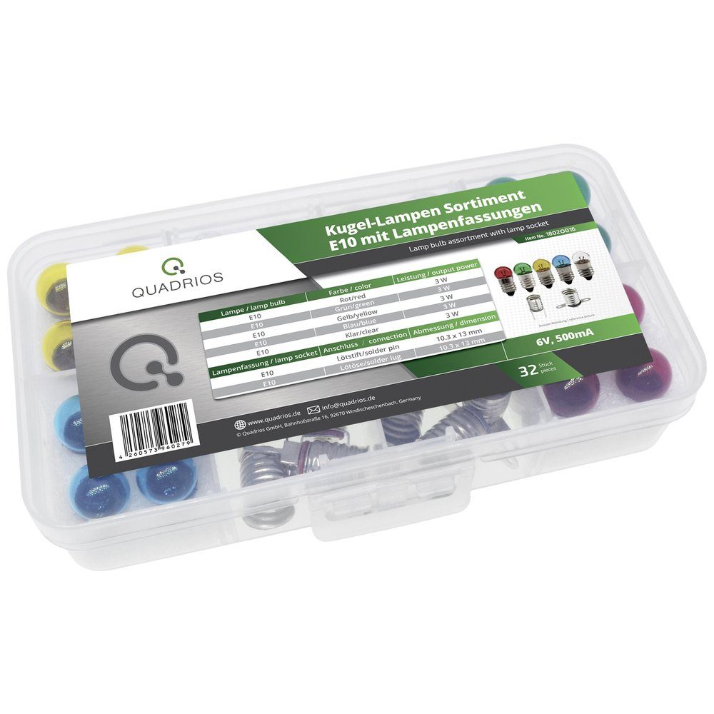 Quadrios Spezialleuchtmittel Quadrios 1802O016 Skalenlampe 6.0 V 3 W Sockel E10 32 Teile