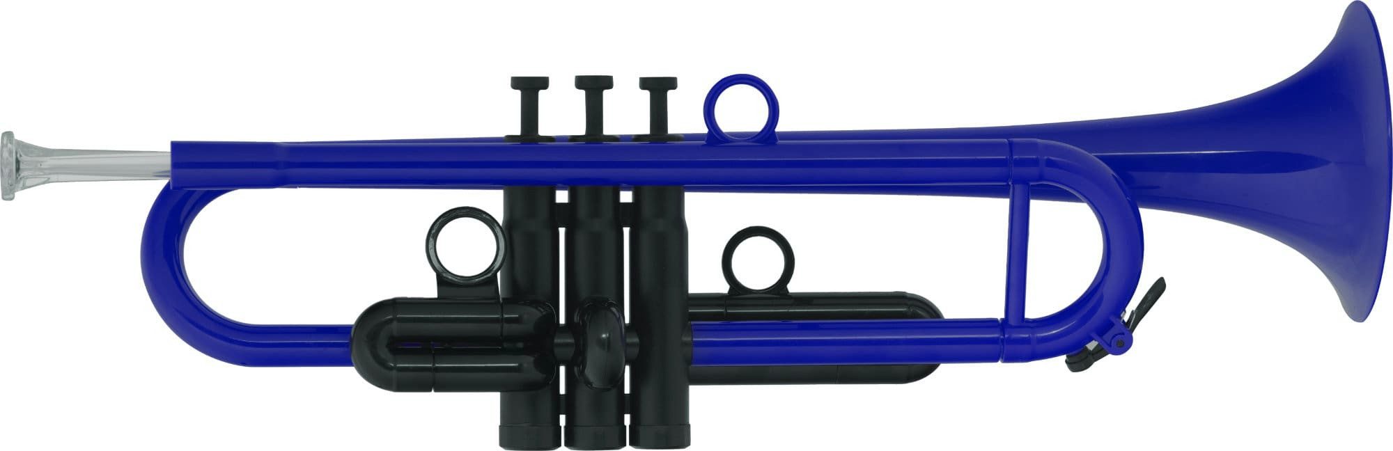 Classic Cantabile Trompete MardiBrass Kunststoff Bb-Trompete - Brass-Sound in knalligen Farben Bb Pumpventil, Set, 6-St., Mit Transporthülle, zwei Mundstücken und Ersatzventilen, sehr gute Ansprache und Intonation