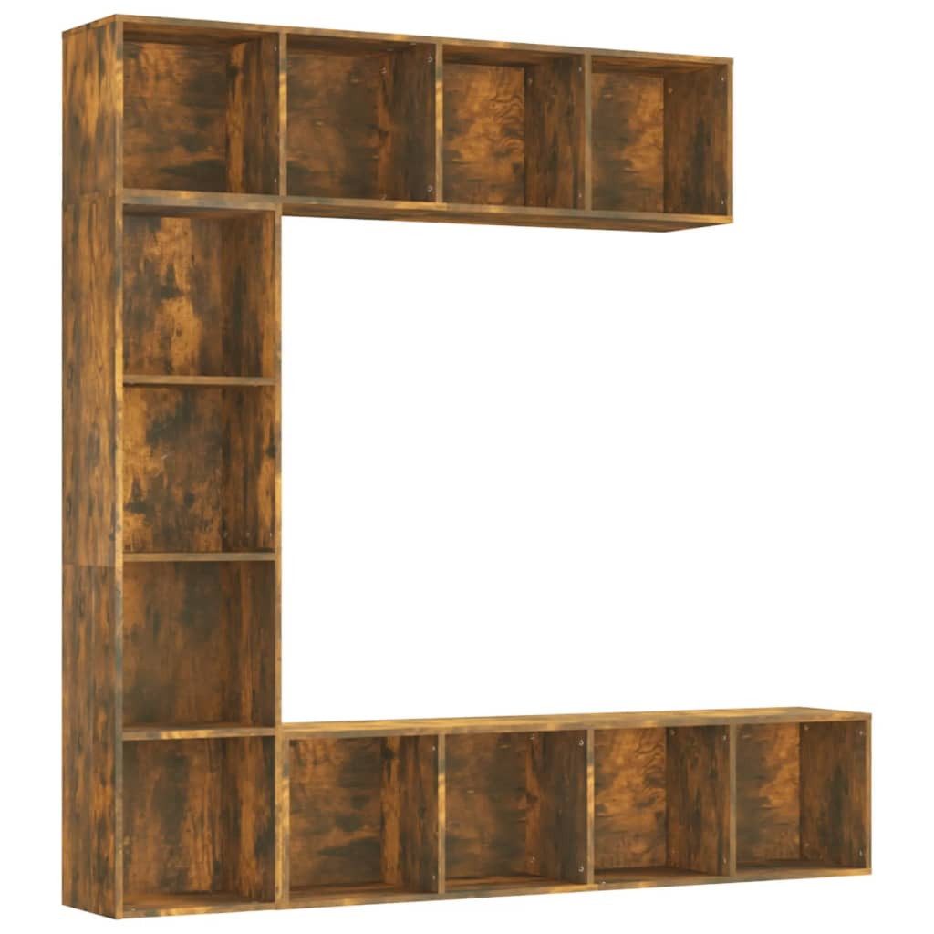vidaXL Bücherregal 3-tlg. Bücherregal-/TV-Schrank-Set Räuchereiche 180x30x1 günstig online kaufen
