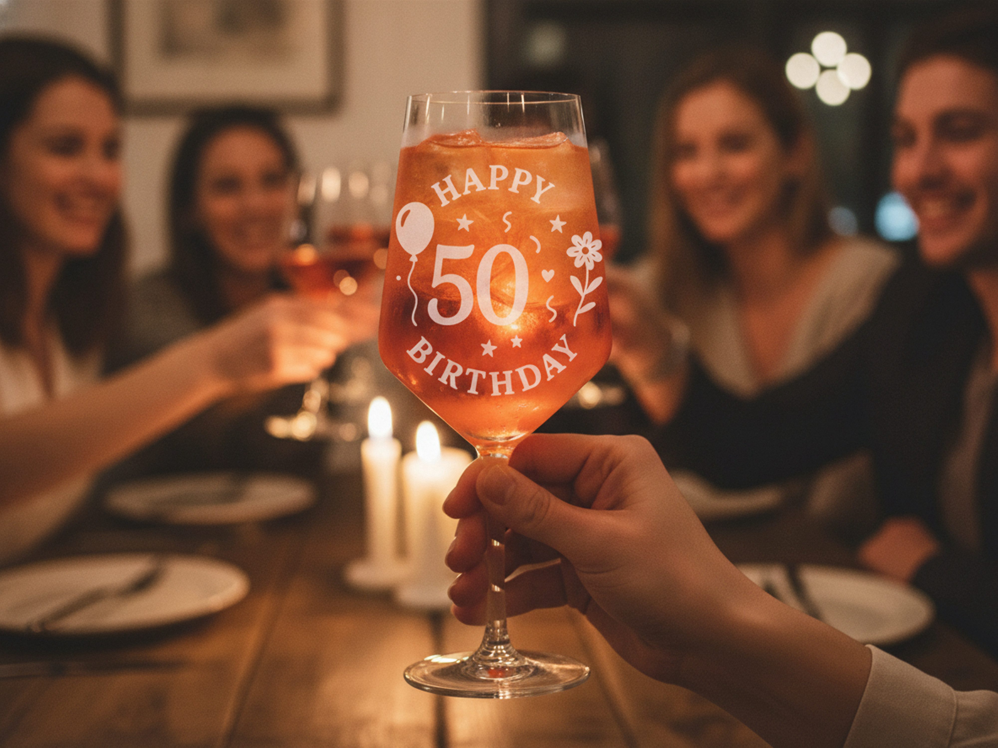 Valhalla Weinglas Gravur Happy Birthday 50 Geburtstag 350ml, 1-tlg., Glas, Atemberaubende Darstellung – Bild 3 von 5