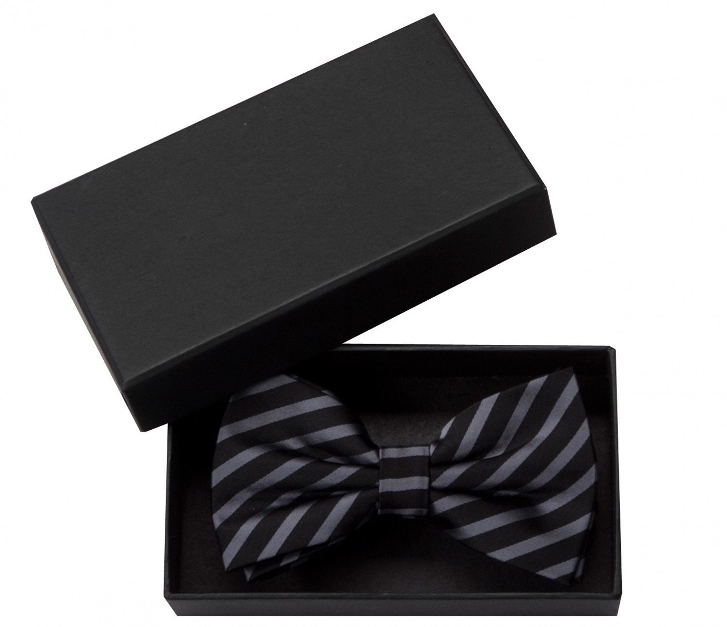 Fabio Farini Fliege Schwarze Herren Fliegen - Männer Querbinder Vorgebunden Bowtie (Gestreift) Streifen - Schwarz/Dunkelgrau - Deep Space/Black Flame Deep SpaceBlack Flame | Fliegen