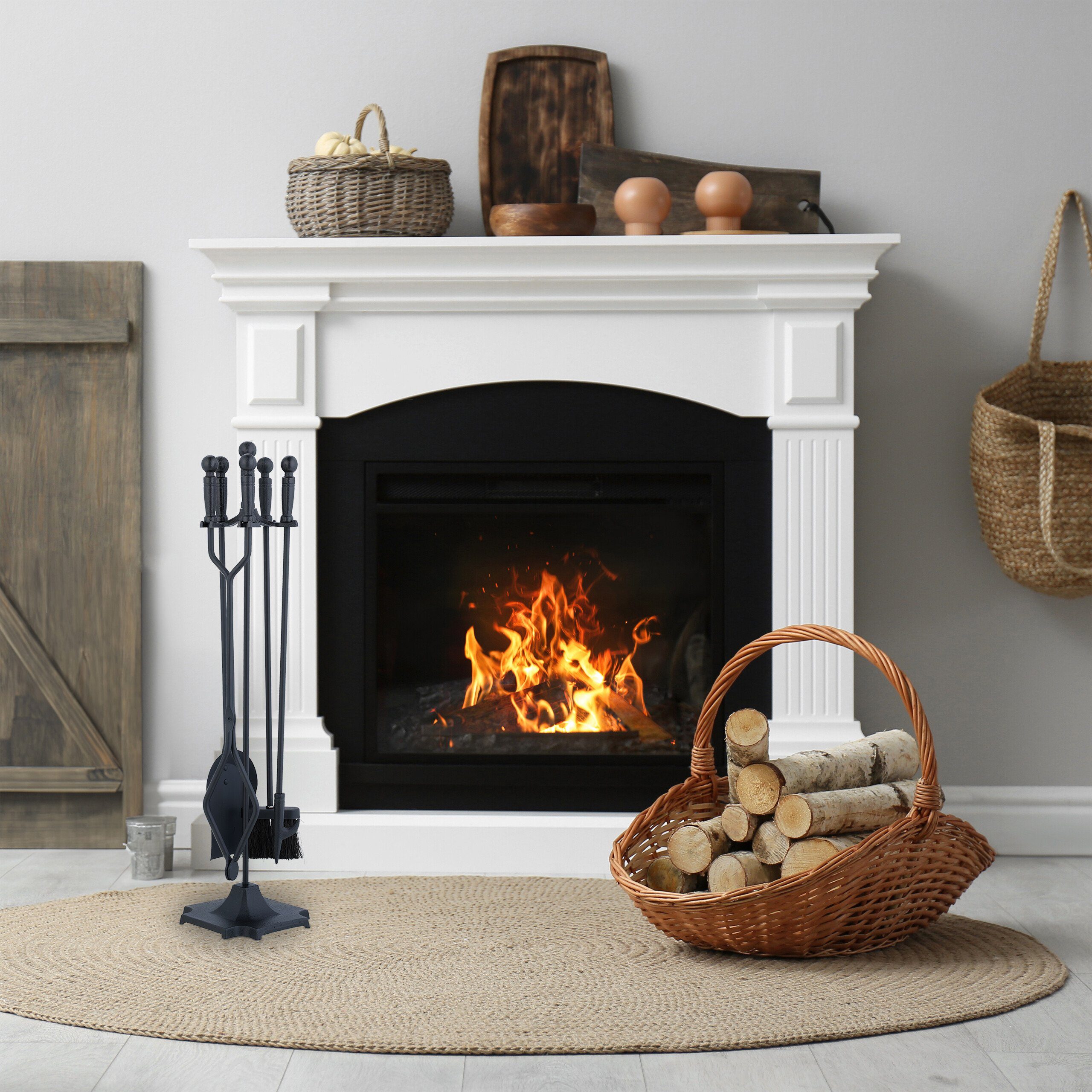 relaxdays Kamingarnitur 5-teiliges Kaminbesteck günstig online kaufen