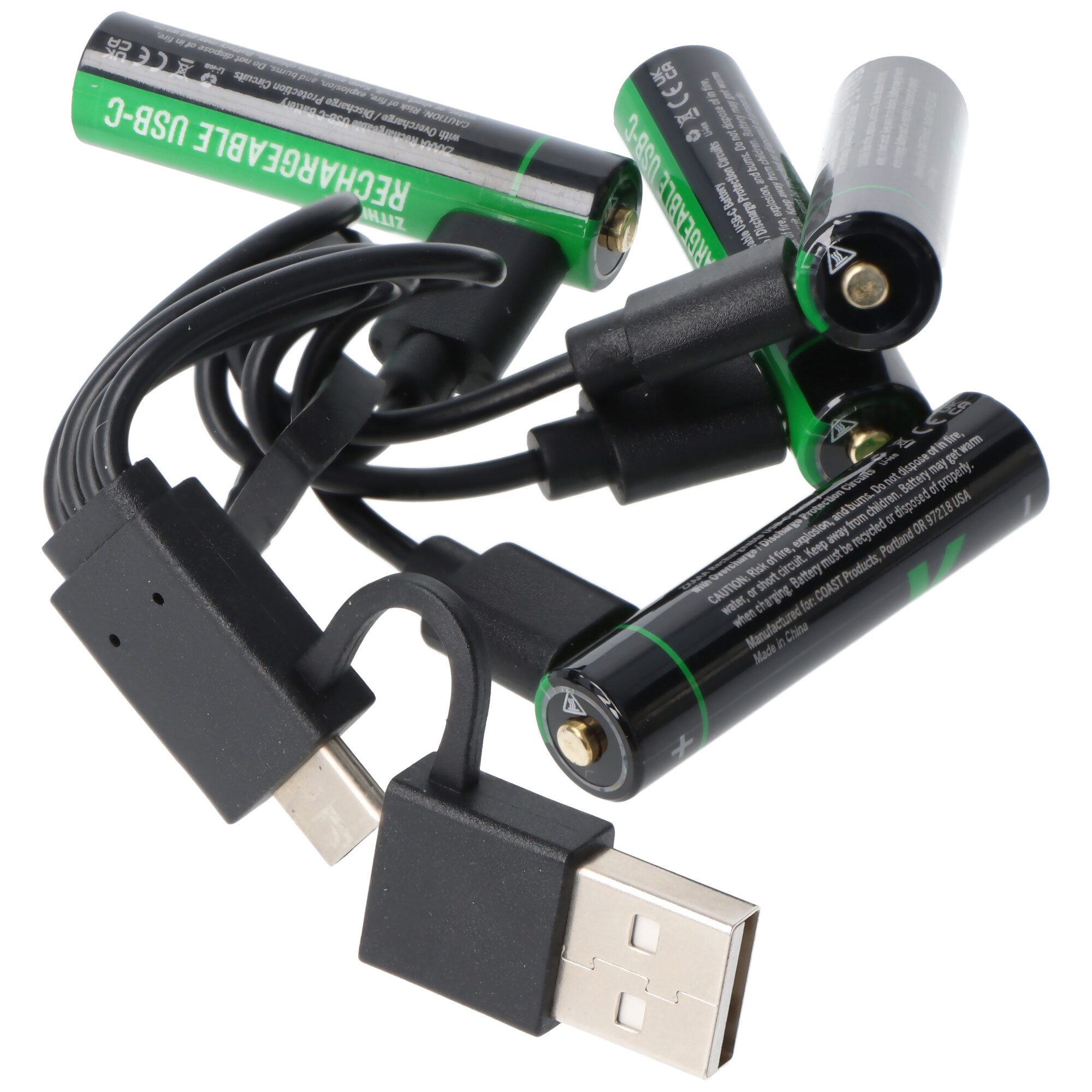 coast 750mAh Micro AAA 1,5V ZITHION-X® Lithium-Ionen Akkus, inkl. 4in1 USB- Akku 750 mAh (1,5 V)