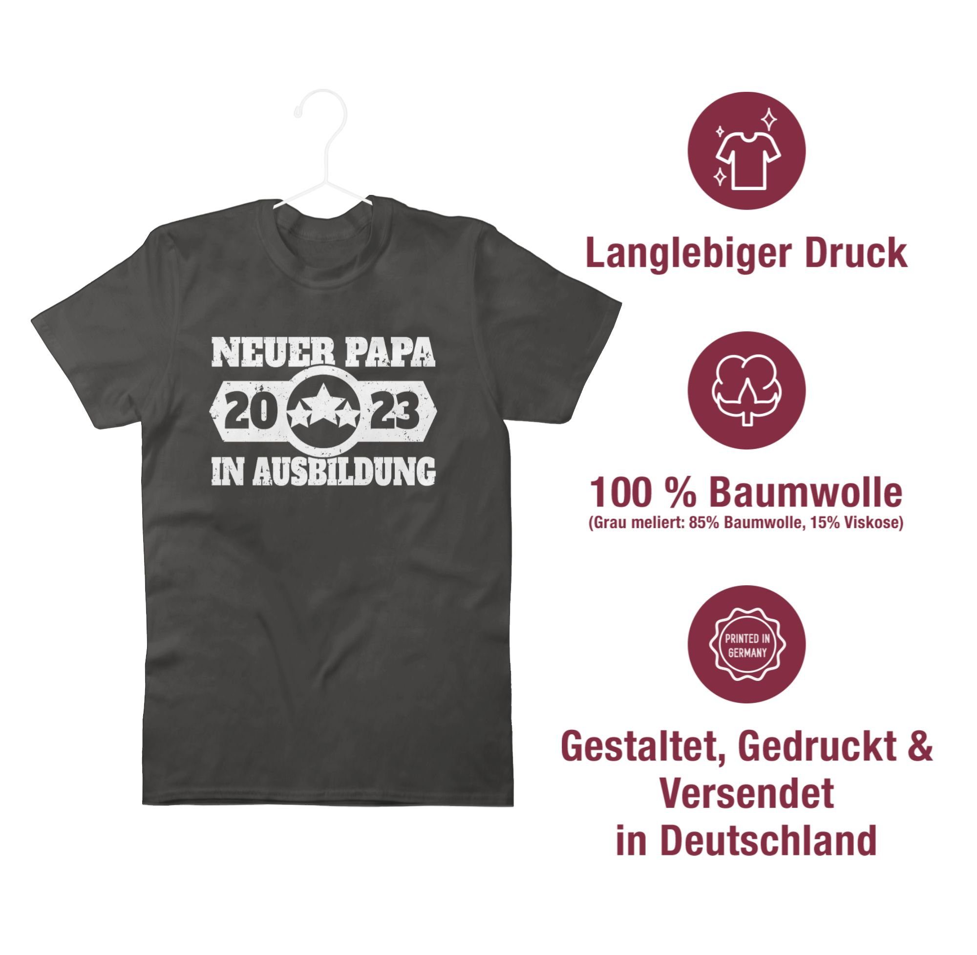 T-Shirt Neuer in Papa Shirtracer Dunkelgrau Papa - 03 weiß Ausbildung Geschenk 2023 für Vatertag