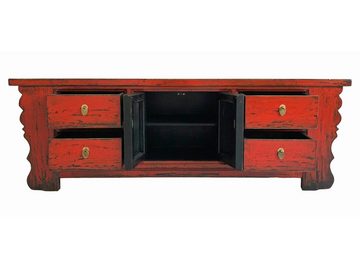 OPIUM OUTLET Lowboard Kommode Sideboard Schrank Möbel, rot, chinesisch asiatisch orientalisch, Vintage Landhaus-Stil, Breite 177 cm Höhe 60 cm, komplett montiert
