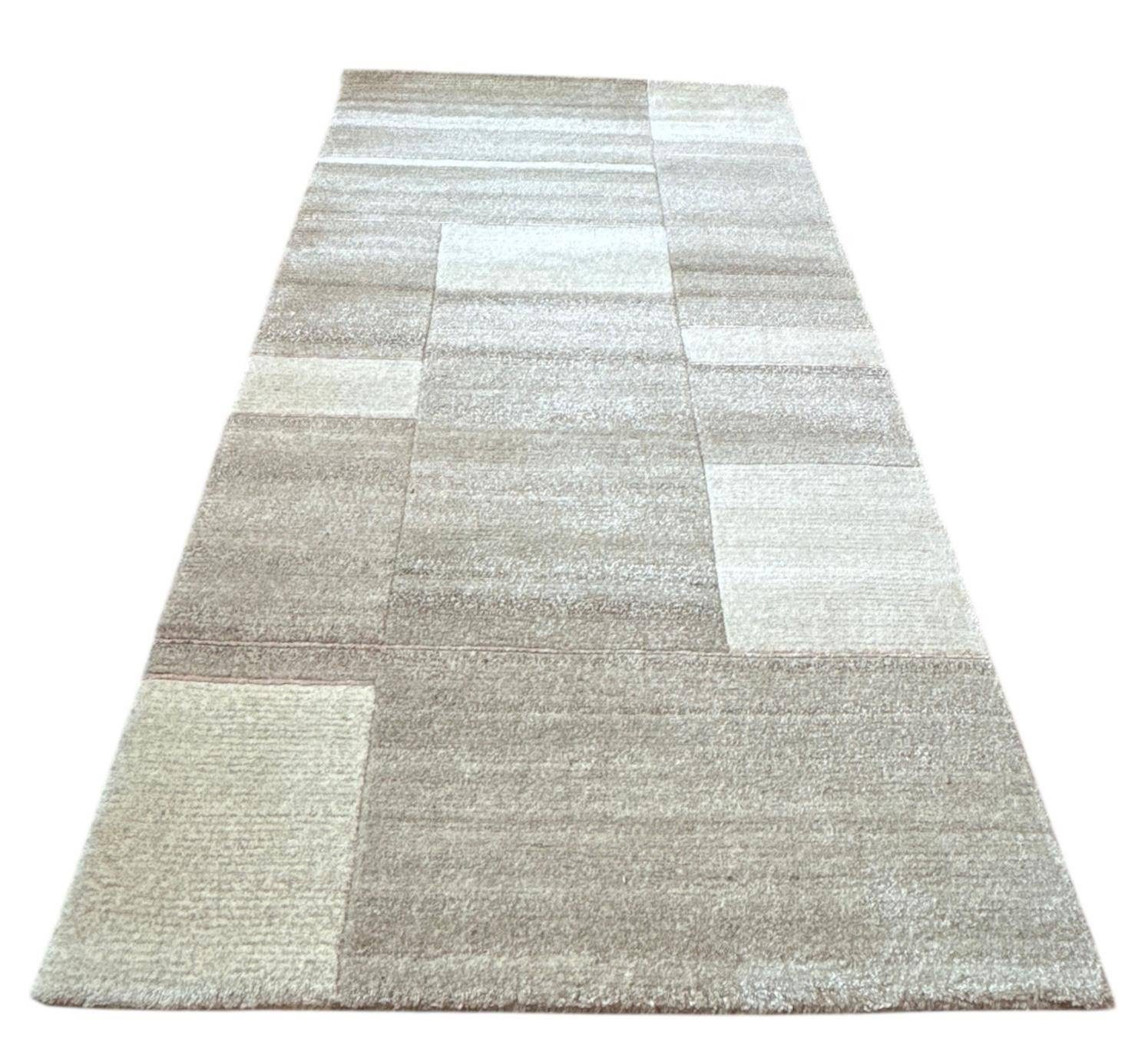 Rug Studios Teppich NEPAL NATUR - HANDGEKNÜPFT, Rechteckig, Höhe: 20 mm, Handgeknüpft, 70 x 140 cm, Beige meliert