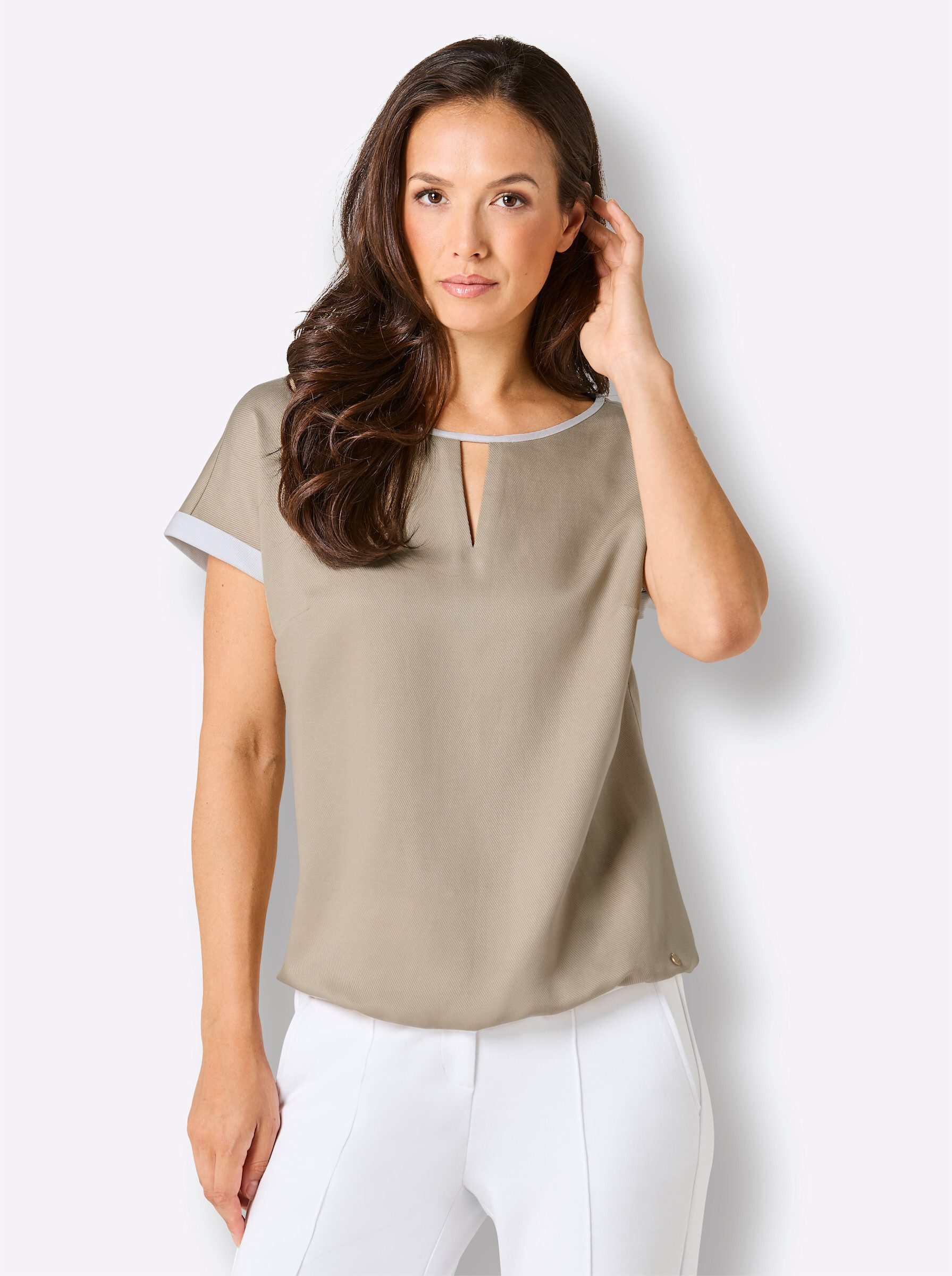 creation L Klassische Bluse Lyocell-Leinen-Bluse Kurzarm günstig online kaufen