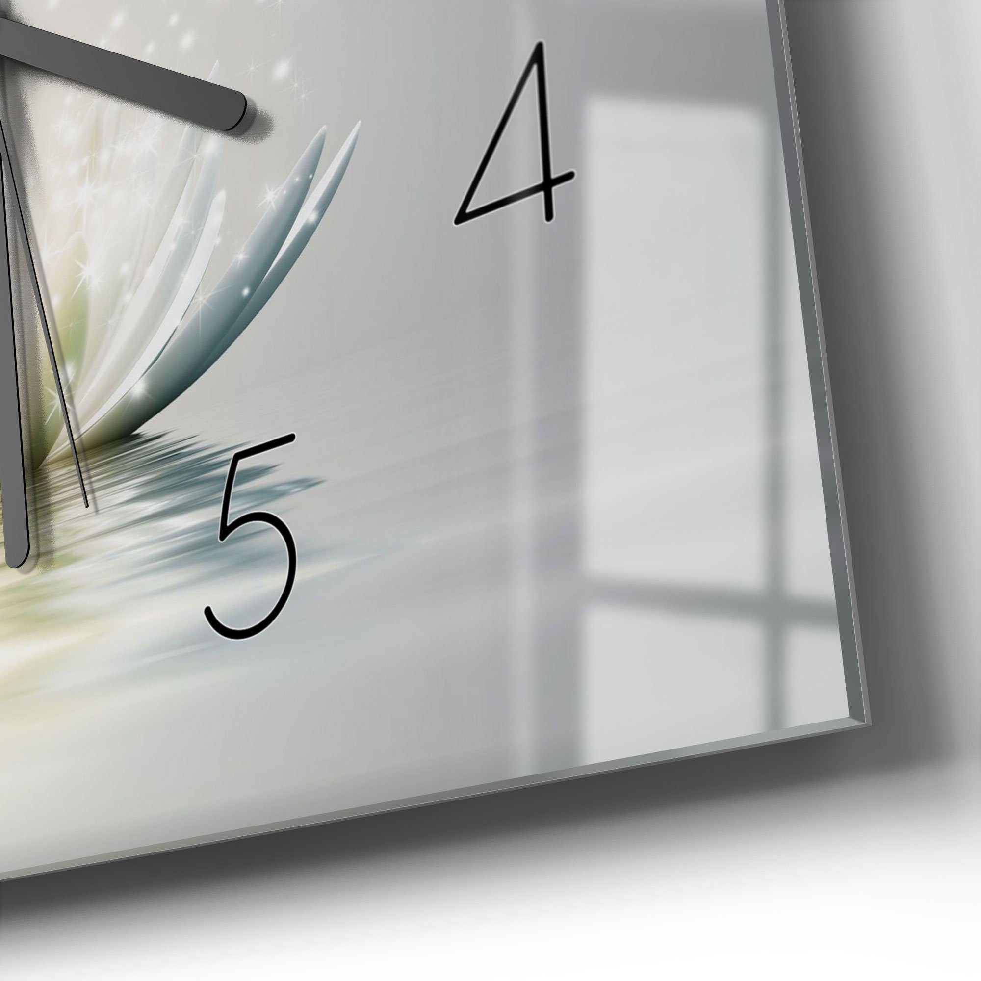 DEQORI Wanduhr 'Funkelnde Lotusblüte' (Glas Glasuhr modern Wand Uhr Design Küchenuhr) – Bild 5 von 5