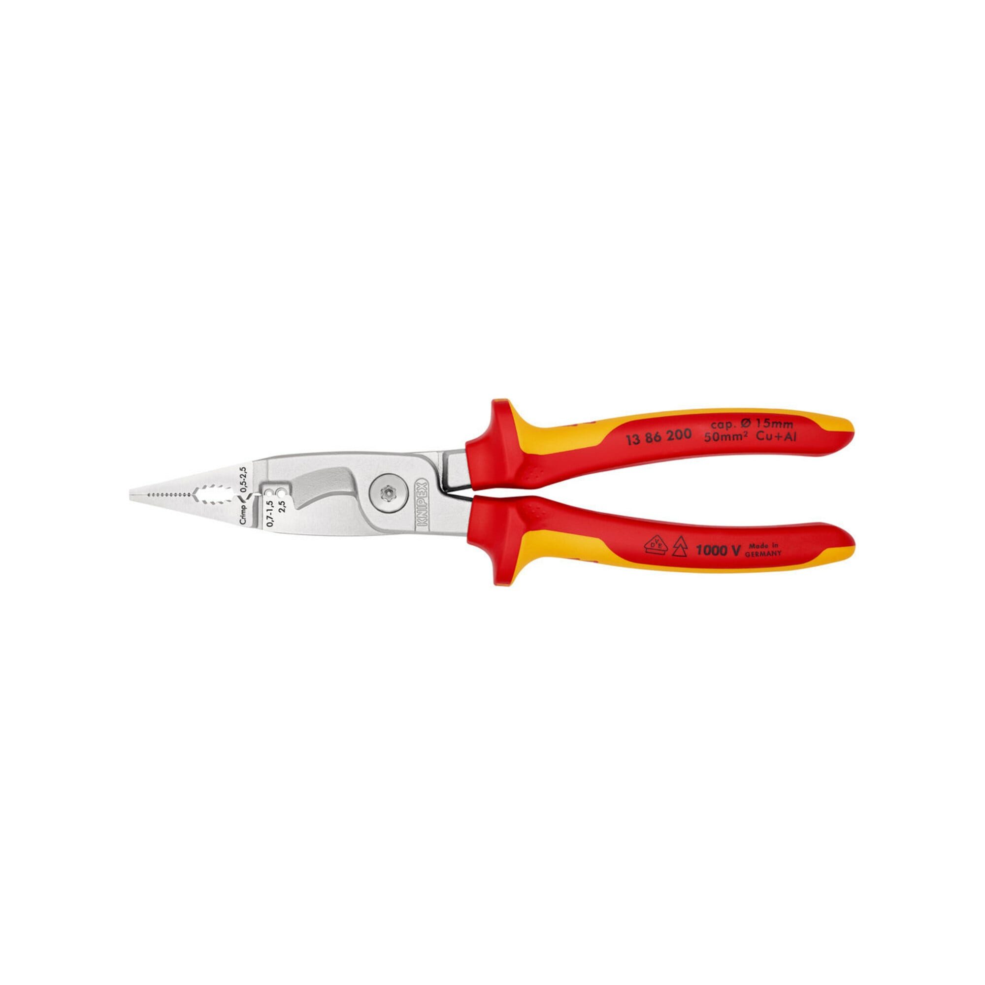 Knipex Abisolierzange KNIPEX 13 86 200 Elektro-Installationszange isoliert mit Mehrkomponent