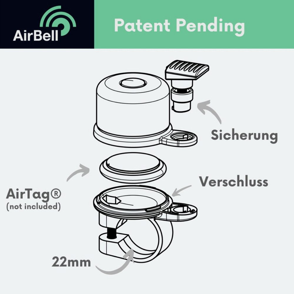 Hama Schlüsselanhänger Hama AirBell AirTag Halter Fahrradklingel Schwarz
