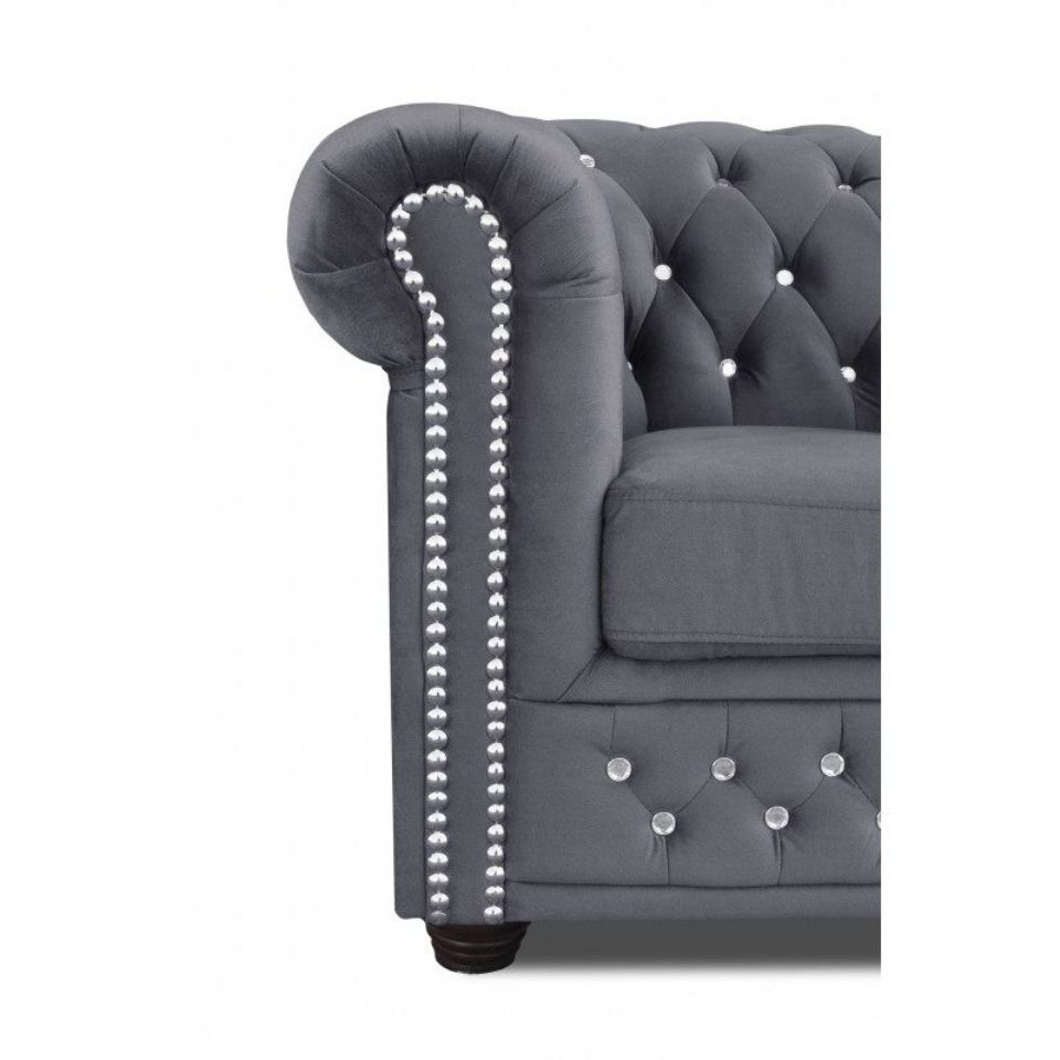 Polster JVmoebel Sofa Sitzer Kristallen Sofa Couch Chesterfield 2 Blink Sofa, York