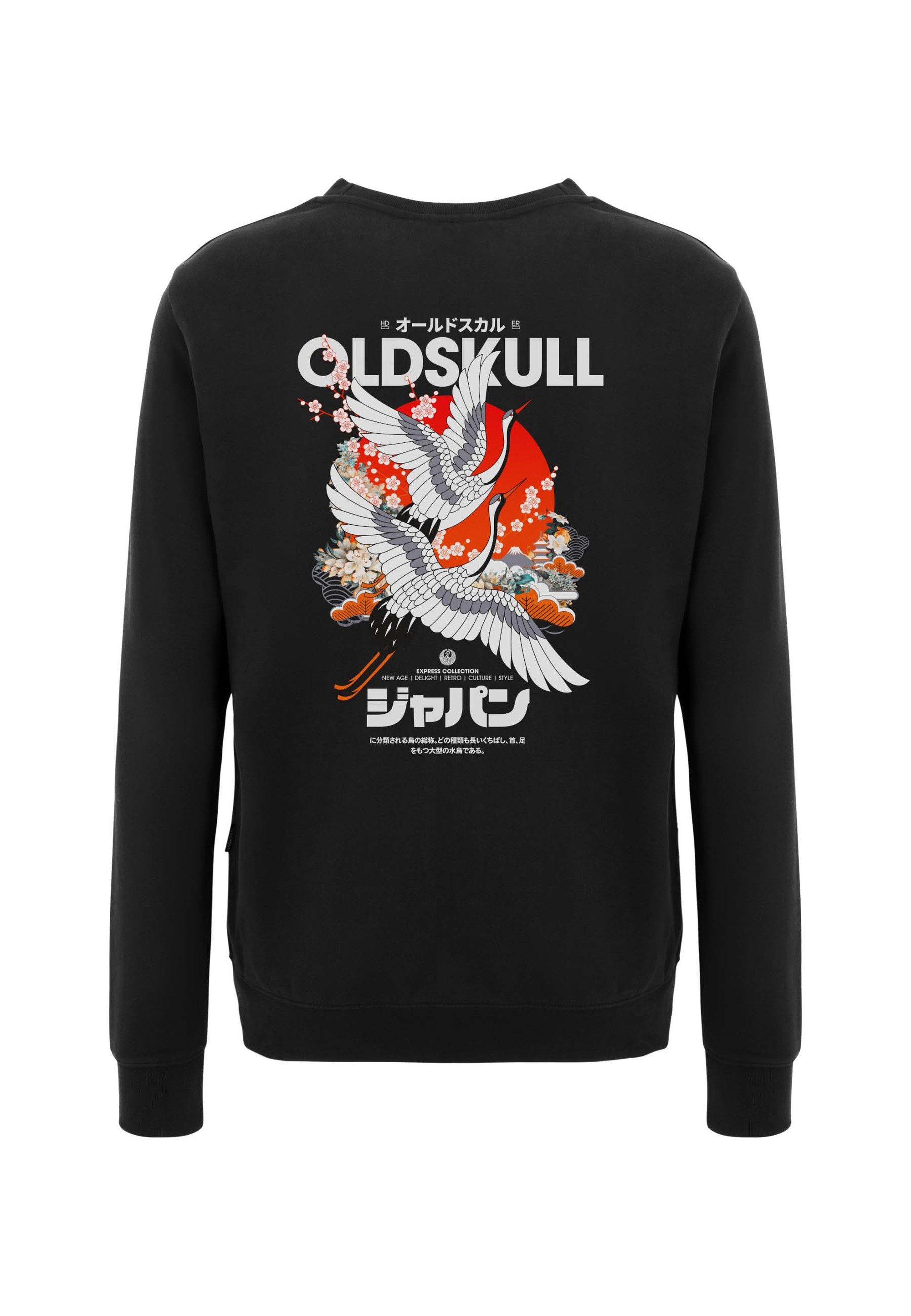 Oldskull Sweatshirt Asian Crane Beauty Logo Graphic Traditionelles fernöstliches Motiv