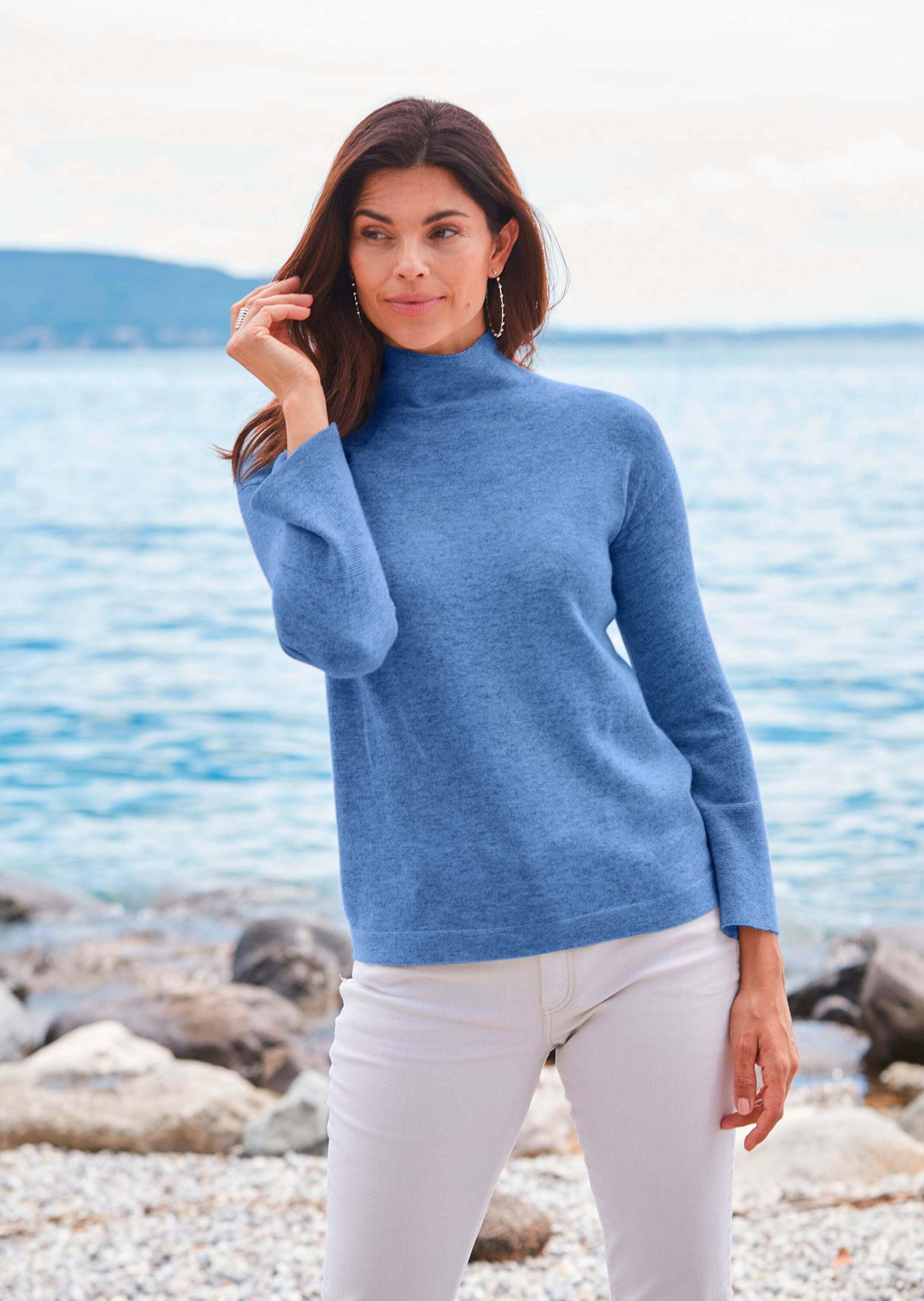 Strickpullover Pullover mit Stehkragen