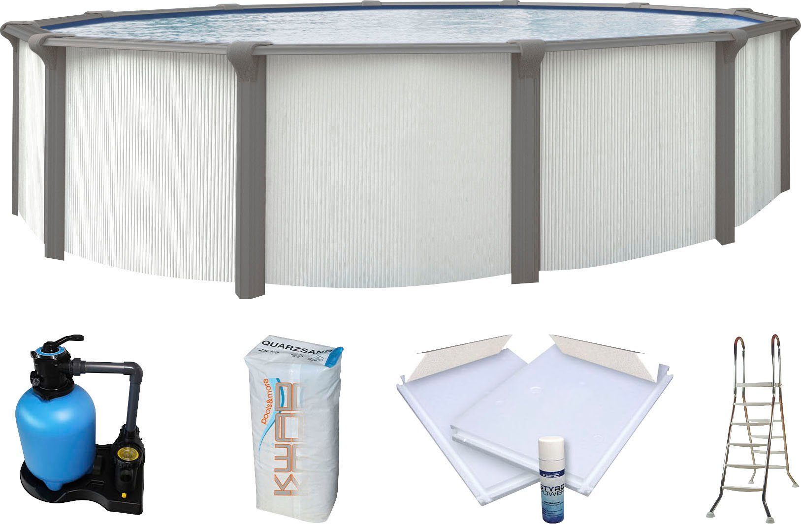 KWAD Rundpool »Supreme« all in Premium Folie (Set, 7-tlg), ØxH: 460x132cm, inkl. Bodenisolationsset