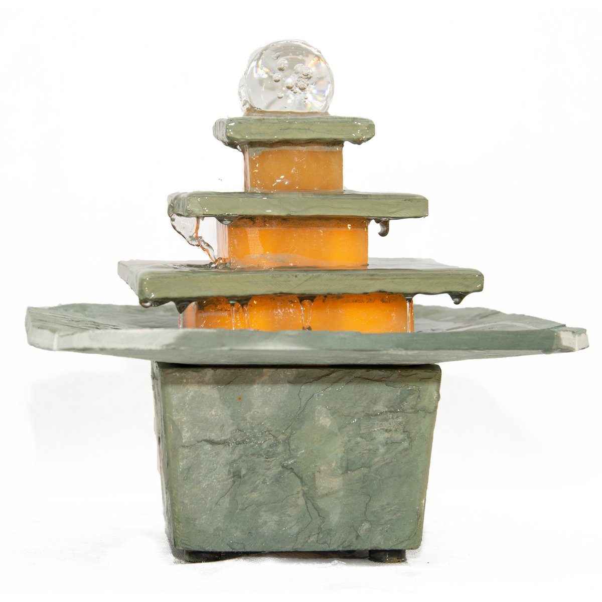 Zimmerbrunnen beleuchtet Glaskugel, Mandala, seliger drehende