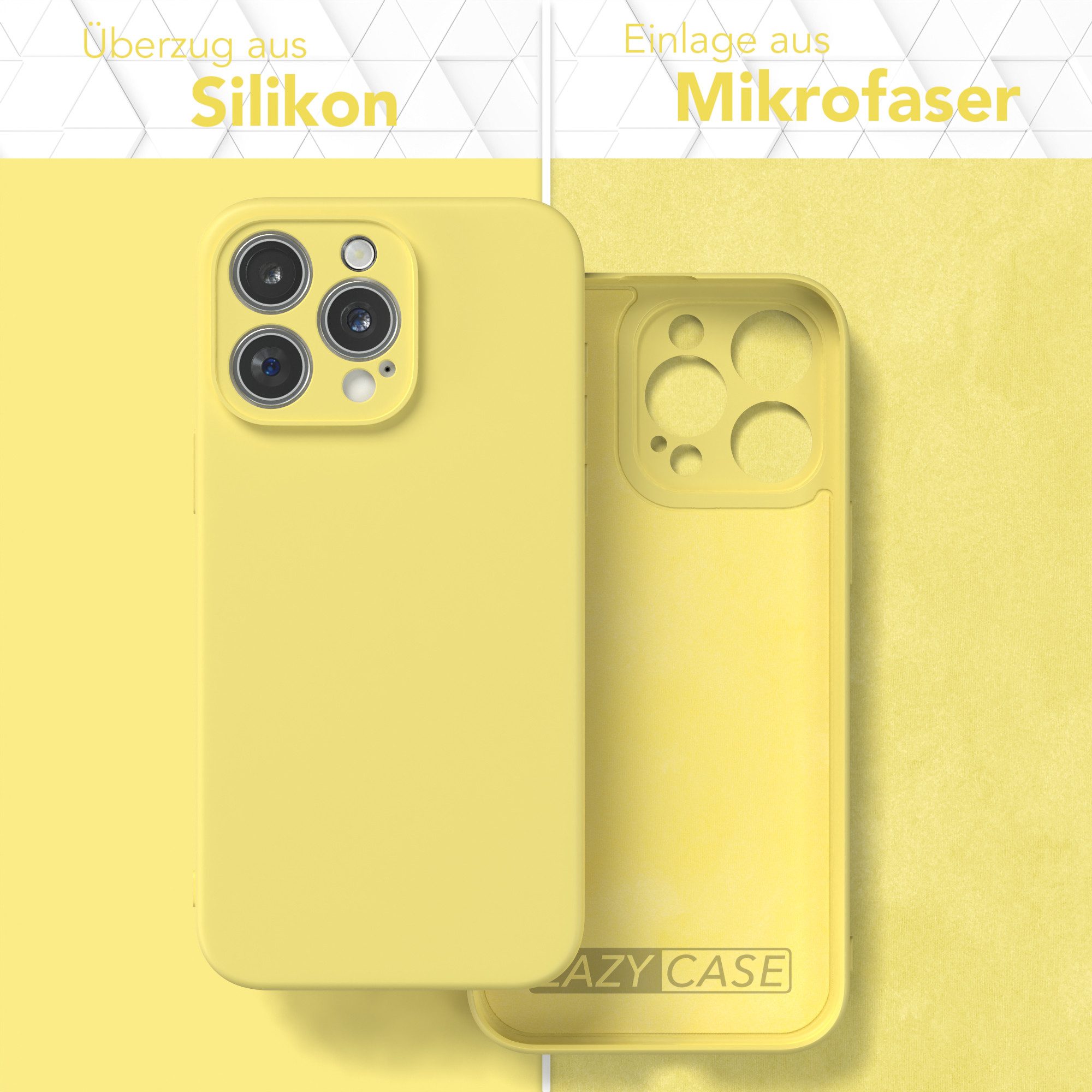 EAZY CASE Handyhülle für Apple iPhone 15 Pro Max Hülle Silikon 6,7 Zoll, Handy Softcase stoßfest Hülle mit Kameraschutz Bumper Tpuhülle Gelb