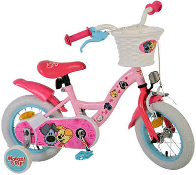 Kinderfahrrad Woezel & Pip Kinderfahrrad - Mädchen - 12 Zoll - Rosa mit Stützrädern