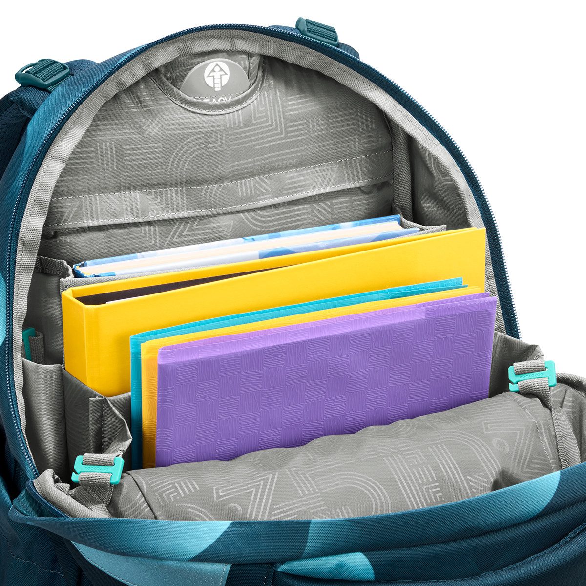 coocazoo Schulranzen Schulrucksack-Set MATE Aqua Flow 2-teilig (2-teilig), ergonomisch, Körpergröße: 135 - 180 cm, Easy-Grow-System