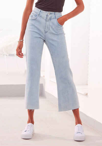 LASCANA 7/8-Jeans mit leicht ausgefransten Beinabschlüssen