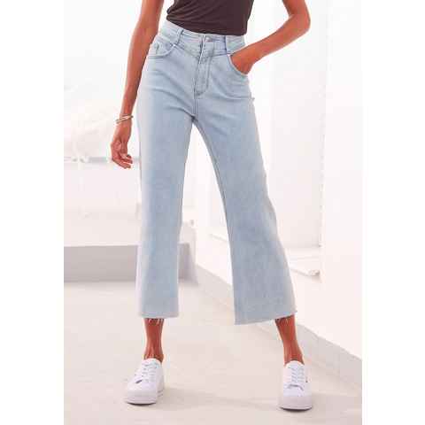 LASCANA 7/8-Jeans mit leicht ausgefransten Beinabschlüssen, Culotte mit Stretchanteil