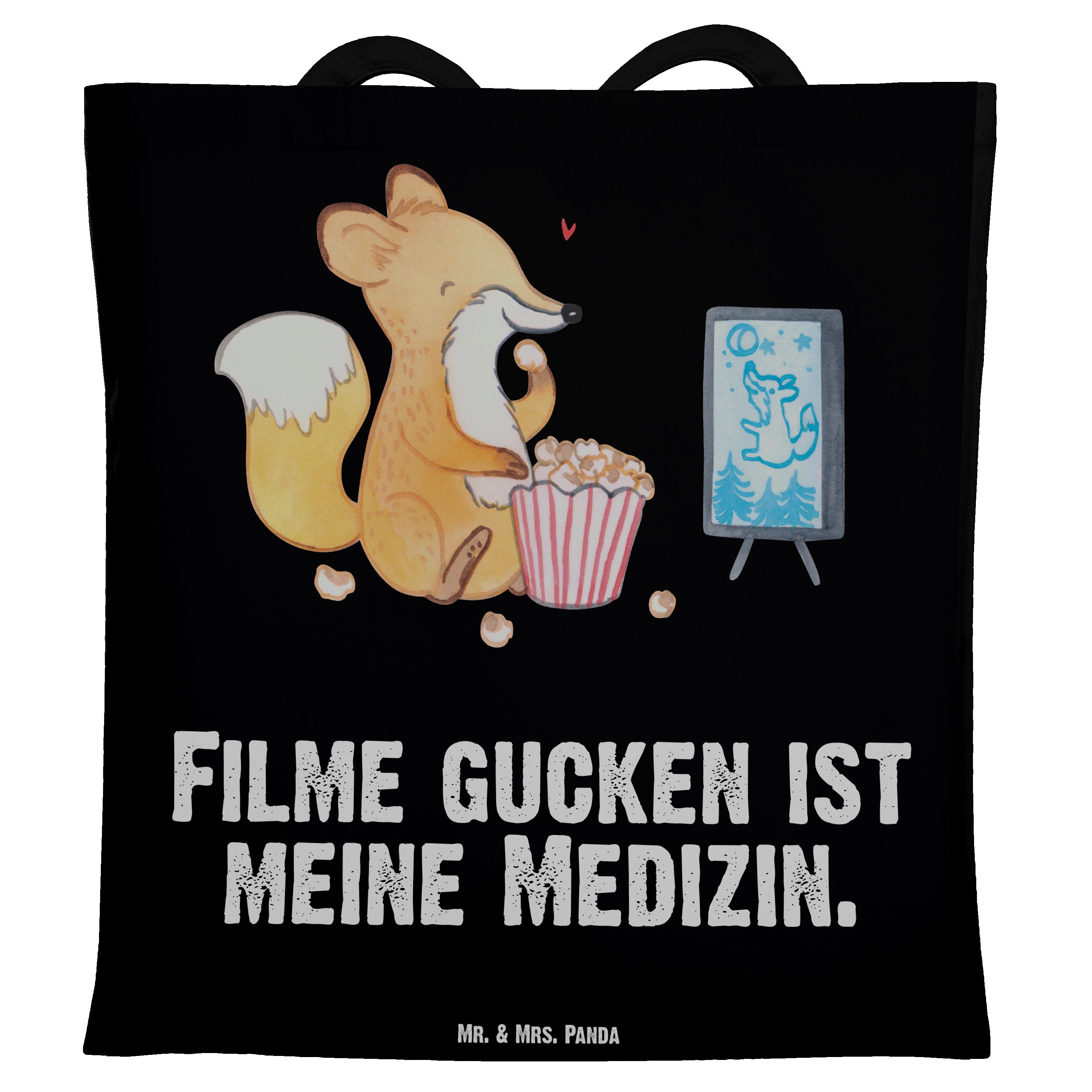 gucken Filme Mr. Sportart, Geschenk, Medizin & Tragetasche - Fuchs Panda Mrs. Dankeschön Schwarz - (1-tlg)