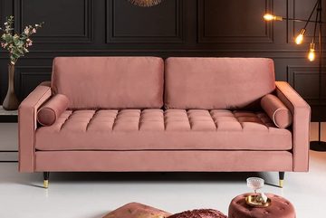 LebensWohnArt Sofa Modernes 3er Sofa 220cm COMFORT alt-rosa Samt Federkern