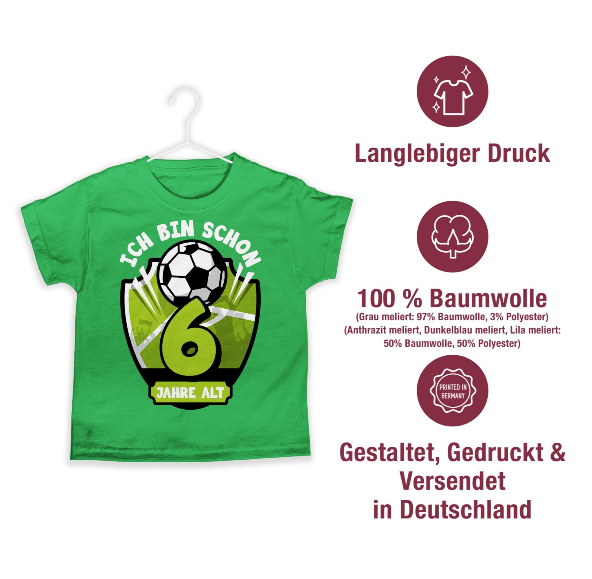sechs T-Shirt bin 2 schon Grün Fußball alt 6. Ich Jahre Shirtracer Geburtstag