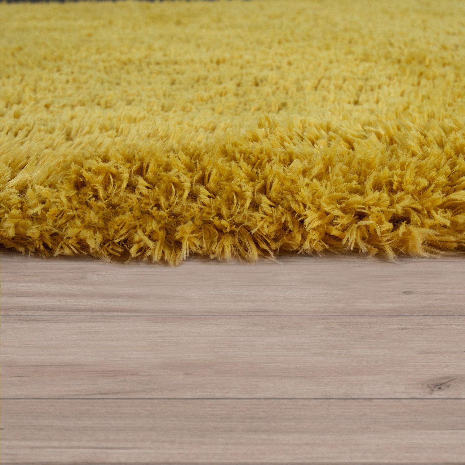 Home, In Höhe: Uni Hochflor-Teppich Hochflor Flokati Gelb, TT 44 mm Teppich Look rechteckig, Waschbarer Shaggy