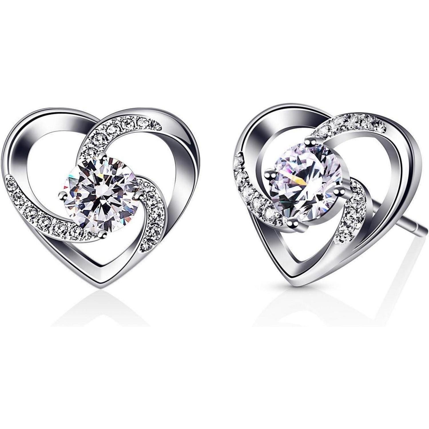 LuxusKollektion Paar Ohrstecker Herz Ohrringe Damen 925 Sterling Silber Zirkonia Geschenk