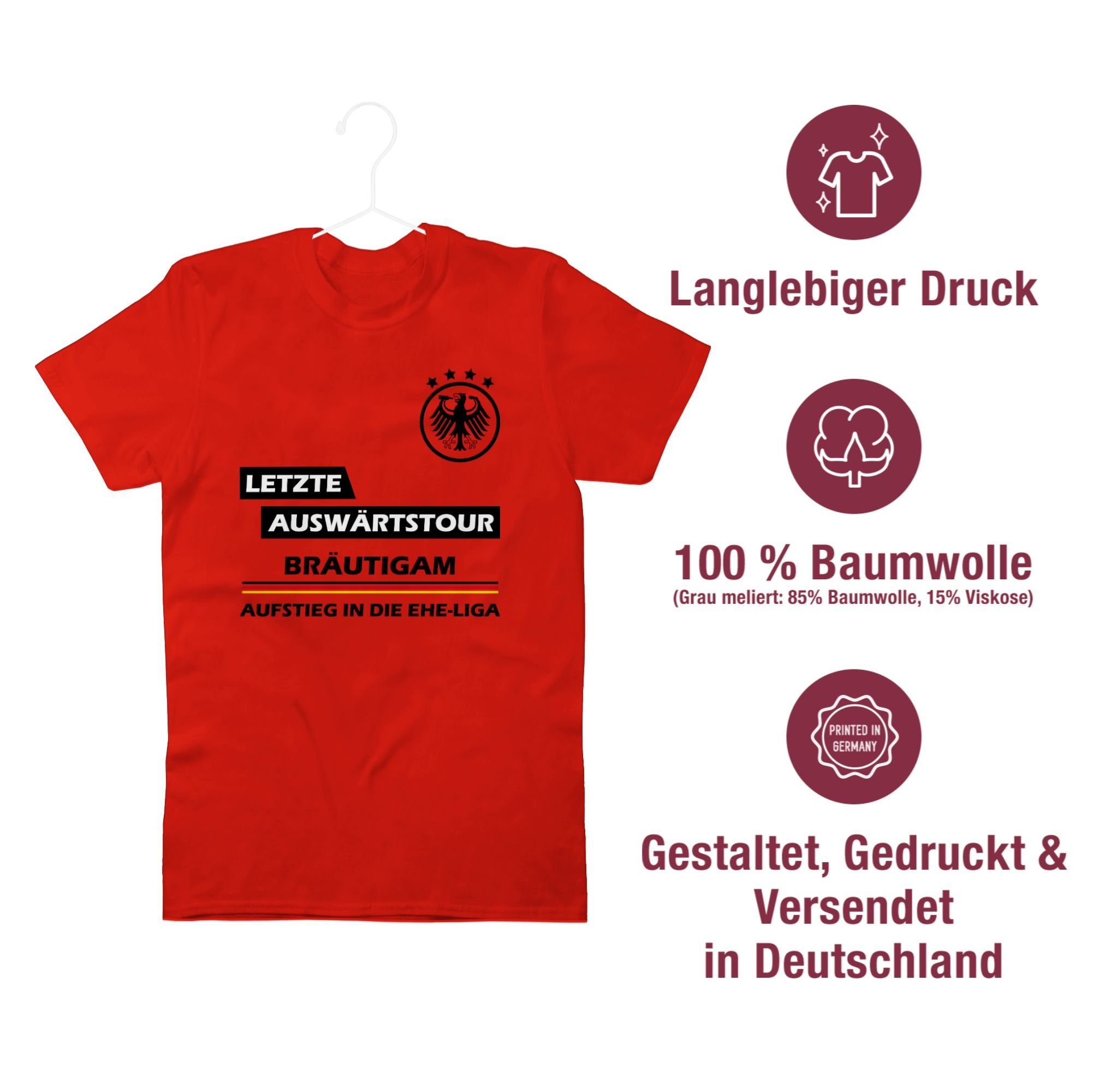 Rot Männer Shirtracer Bräutigam Letzte JGA Auswärtstour T-Shirt 2
