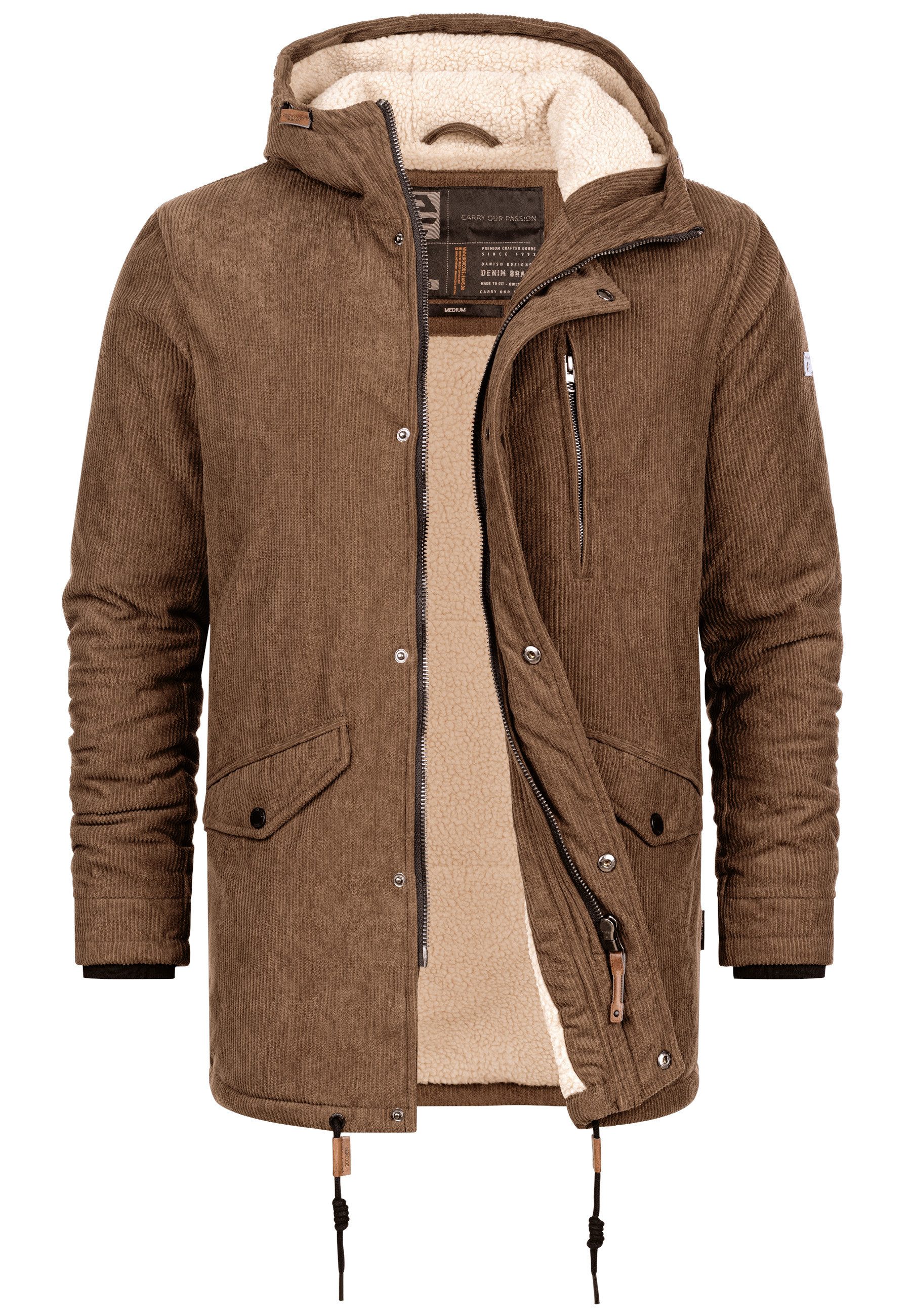 Indicode Winterjacke Herren INLedley Jacke Winter Herrenjacke Mit warmem Teddyfutter und verstellbarer Kapuze