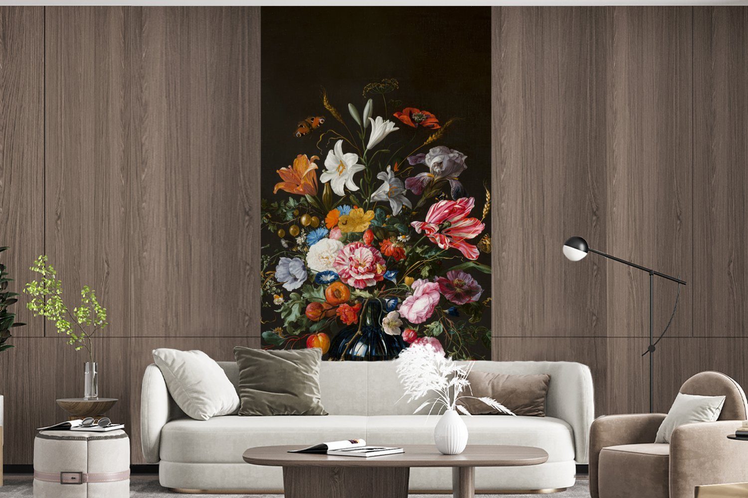 - Blumen Fototapete Fototapete mit (2 für Wohnzimmer Vliestapete Schlafzimmer MuchoWow bedruckt, Kunst, - Davidsz de Heem Matt, Vase Jan St), Küche,