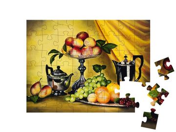puzzleYOU Puzzle Stillleben mit Pfirsichen und Weintrauben, 48 Puzzleteile, puzzleYOU-Kollektionen Stillleben