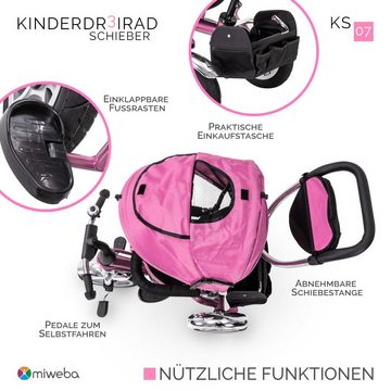 miweba Kinder-Buggy 7in1 Kinderschieber KS07 klappbar inkl. Sonnendach & Schiebestange, (1-tlg), Kinder Dreirad Buggy Schieber Kombikinderwagen Jogger Fahrrad klappbar