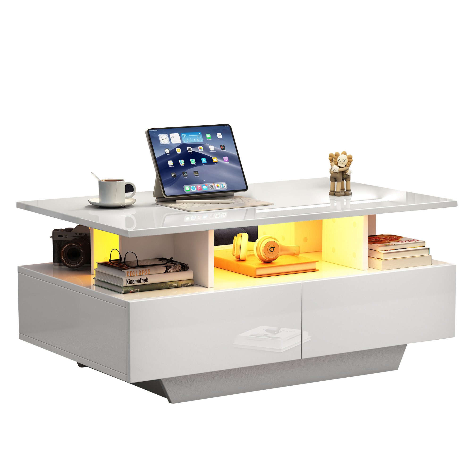 HAUSS SPOLE Couchtisch Hochglanz-Couchtisch mit LED-Beleuchtung günstig online kaufen
