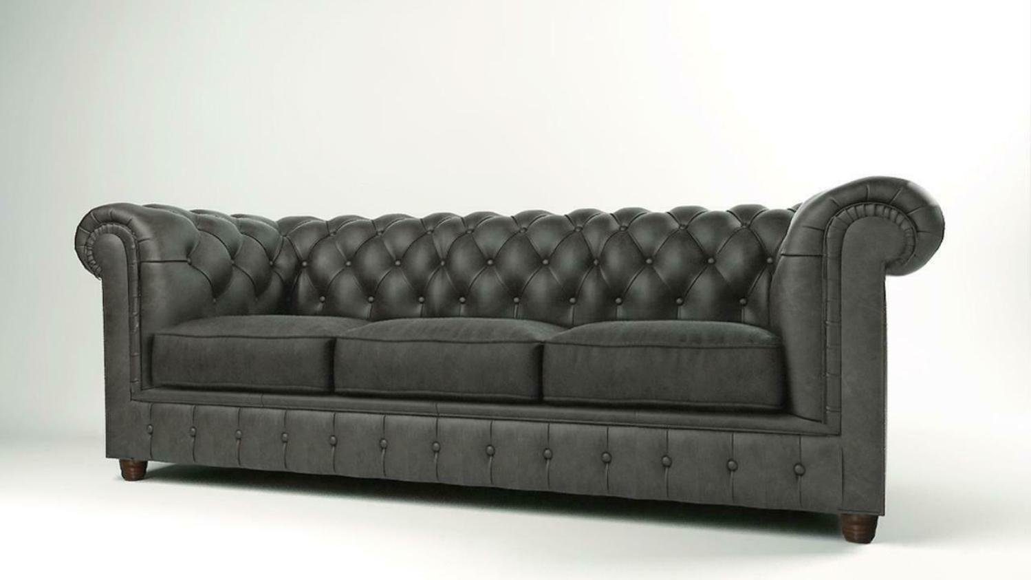 JVmoebel Sofa Dunkelgrauer Chesterfield Dreisitzer 3-Sitzer Couch Modern Neu, Made in Europe