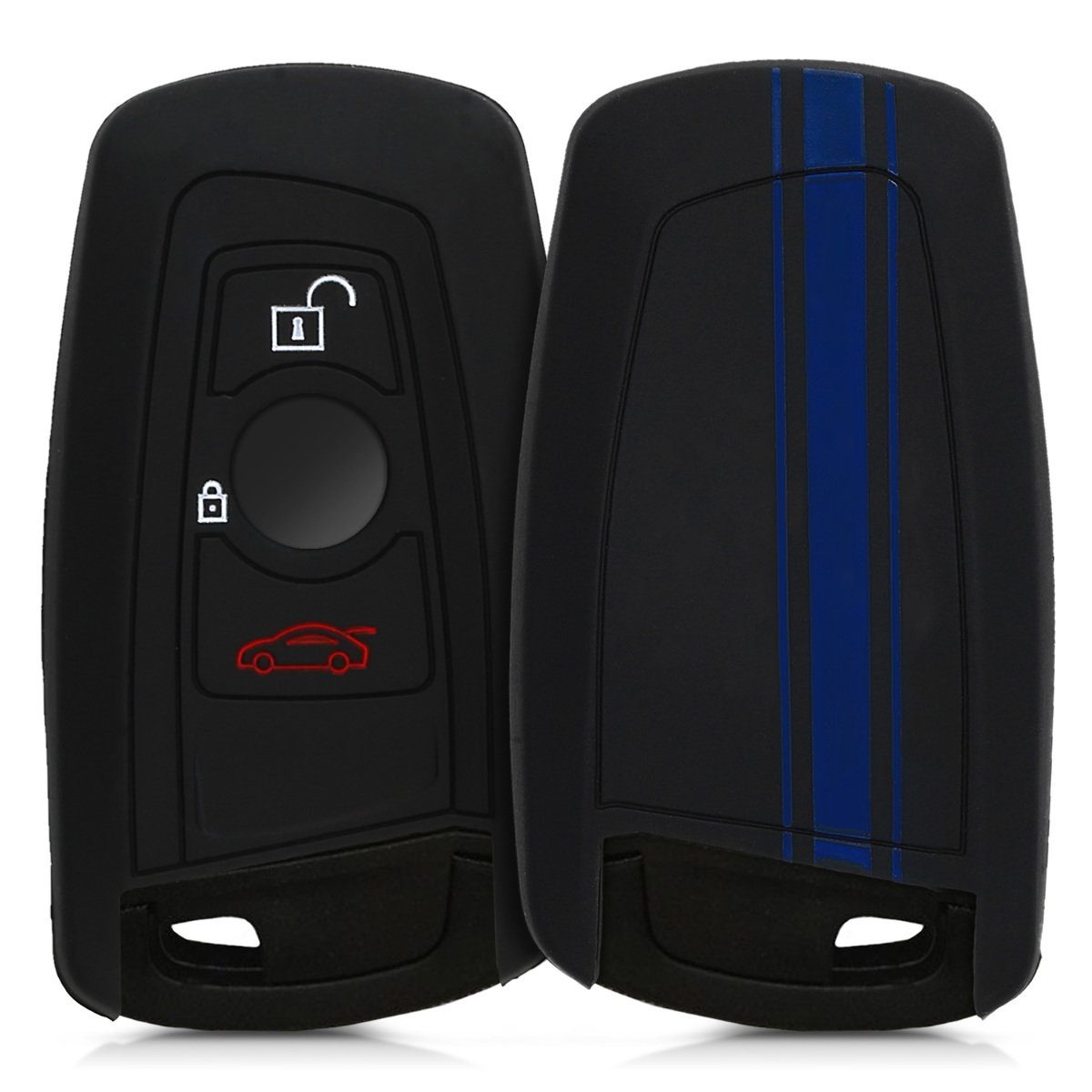 kwmobile Schlüsseltasche Autoschlüssel Hülle für BMW, Schlüsselhülle Schlüssel Case Cover Blau-Schwarz