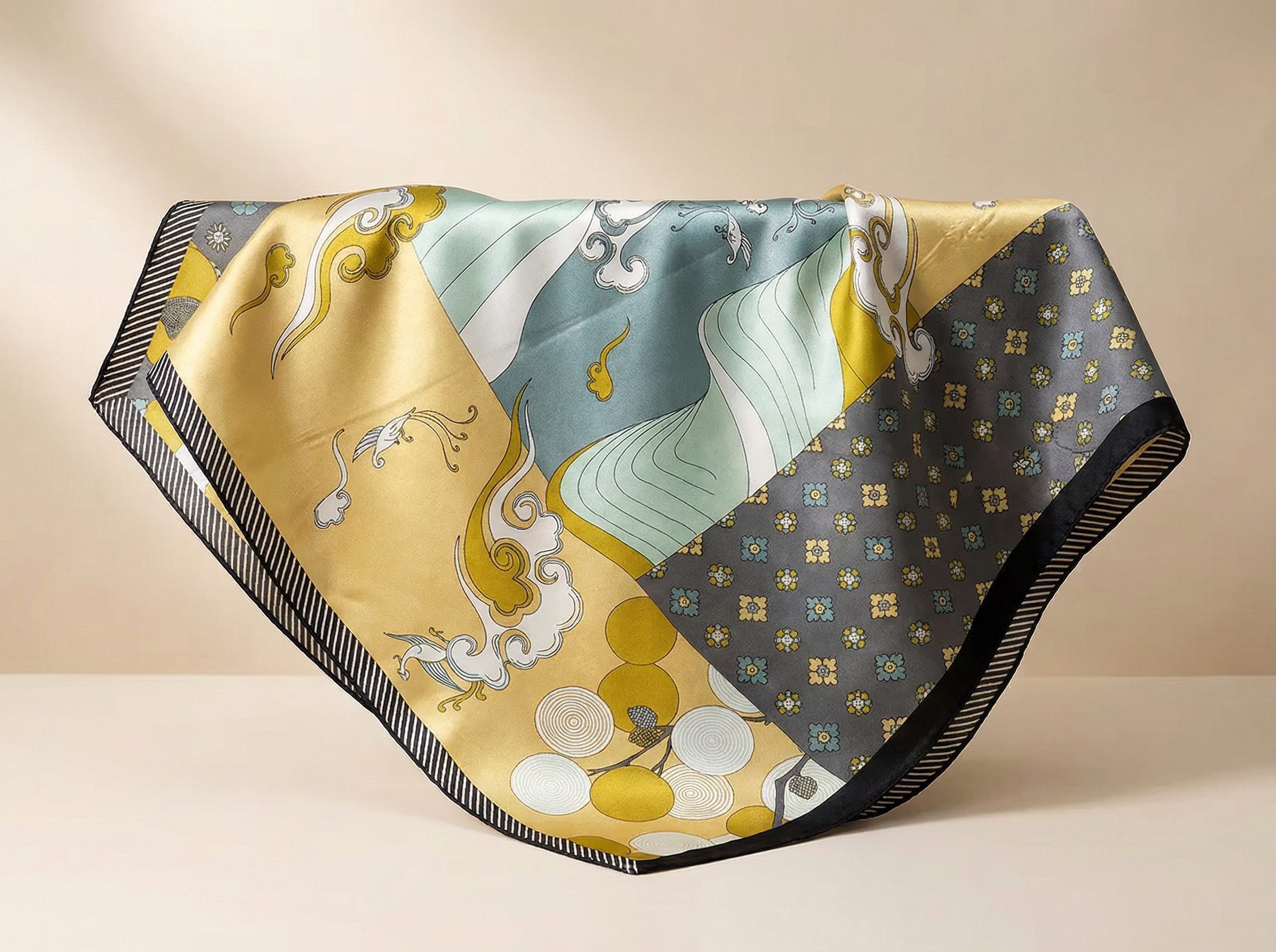 Kleelein Seidentuch Seidentuch Damen 70x70cm Panda Motiv Leichtes Halstuch Sommer Kopftuch, leicht, atmungsaktiv, hochwertig, atmungsaktiv, weich