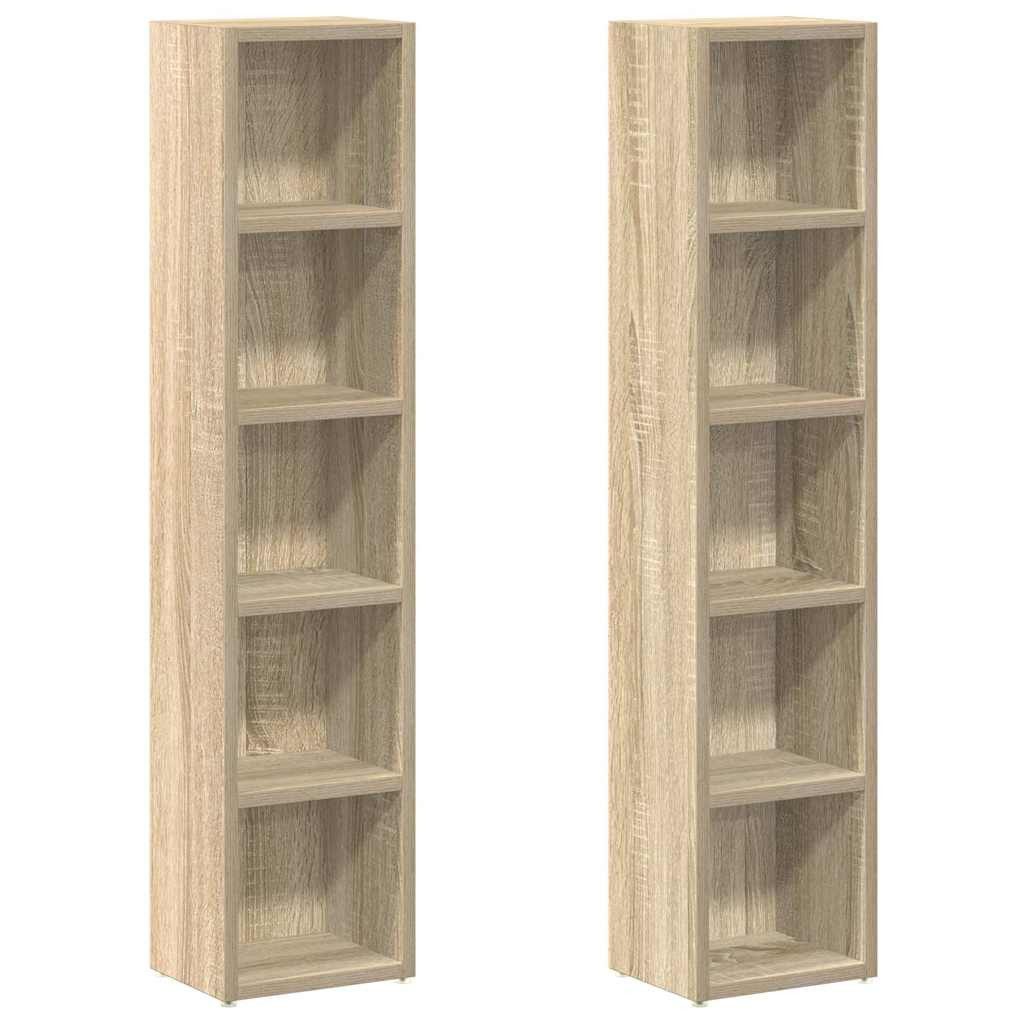 furnicato CD-Regal Schlanker CD-Schrank 21 x 16 x 93,5 cm in Sonoma-Eiche, Holzwerkstoff, 2-tlg.
