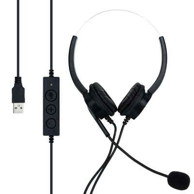 Cadorabo »USB Headset« PC-Headset (USB Headset Kopfhörer für Laptop Computer PC mit Noise-Cancelling Mikrofon)
