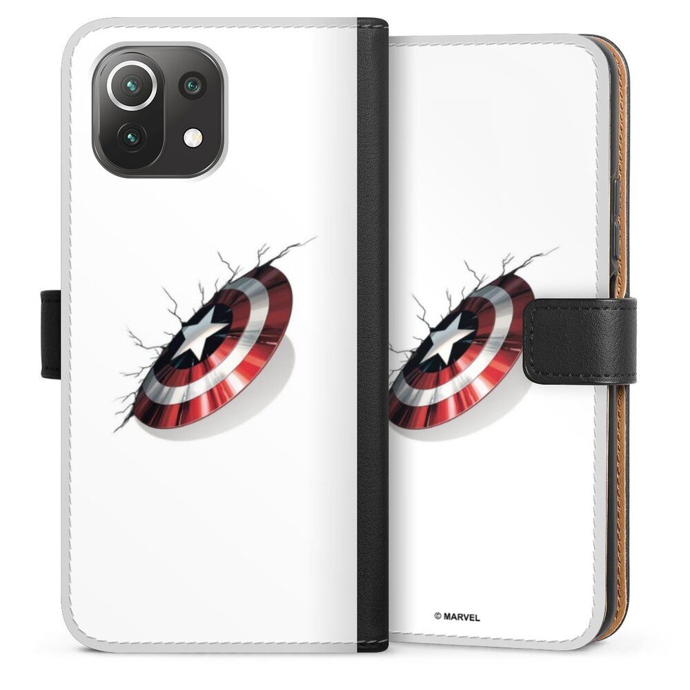DeinDesign Handyhülle Captain America Offizielles Lizenzprodukt Marvel, Xiaomi Mi 11 Lite 5G NE Hülle Flip Case Klapphülle Handytasche Leder