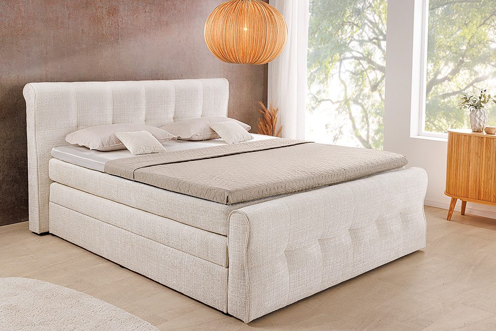 riess-ambiente Boxspringbett SIGNUM 180x200cm beige Chenille günstig online kaufen