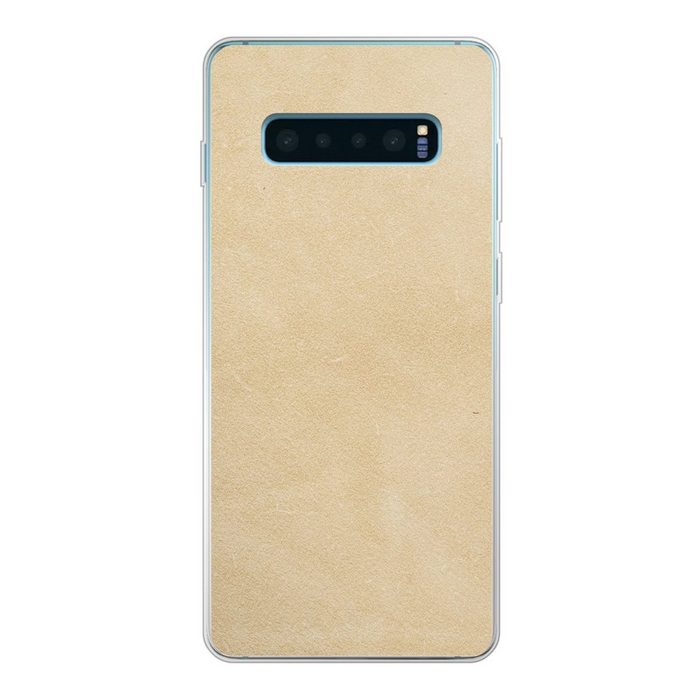 MuchoWow Handyhülle Leder - Strukturiert - Lederoptik - Beige Phone Case Handyhülle Samsung Galaxy S10 Lite Silikon Schutzhülle