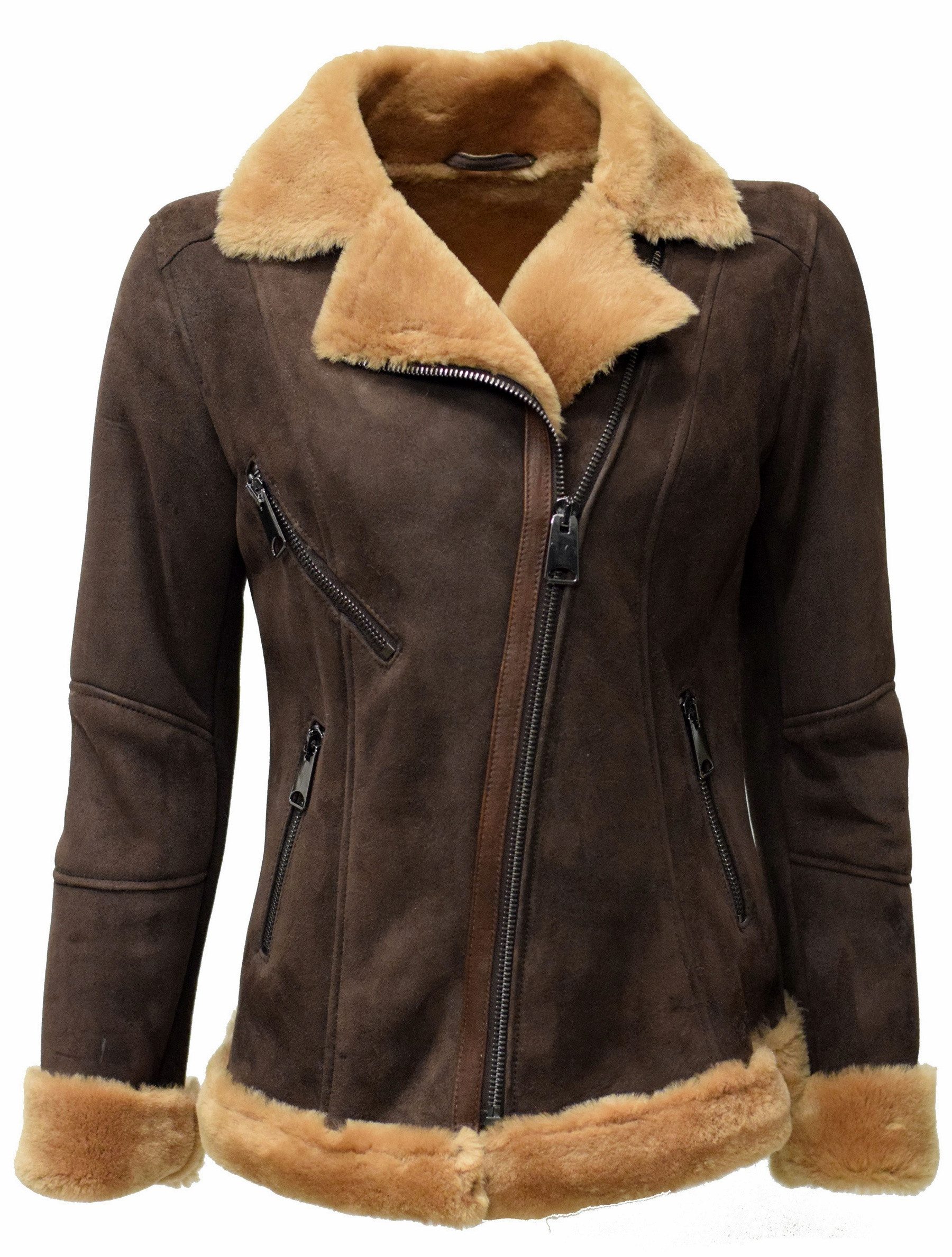 Zimmert Leather Lederjacke Agatha Lammfelljacke Braun günstig online kaufen